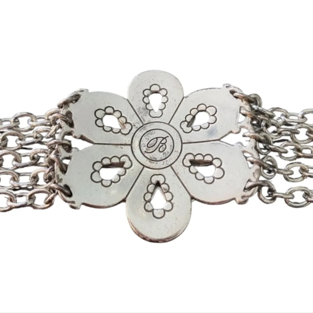 Brighton Multi Strand Silver Flower Statement Bracelet‎